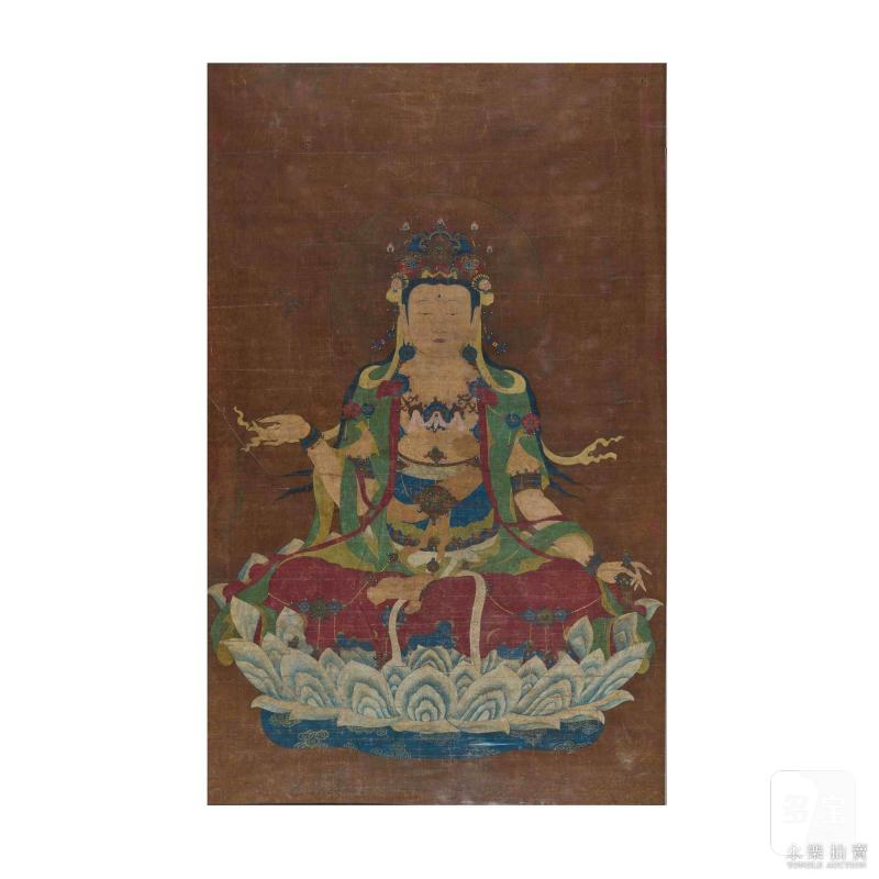 17-18世纪 矿物彩绘杨柳观音 - 图3